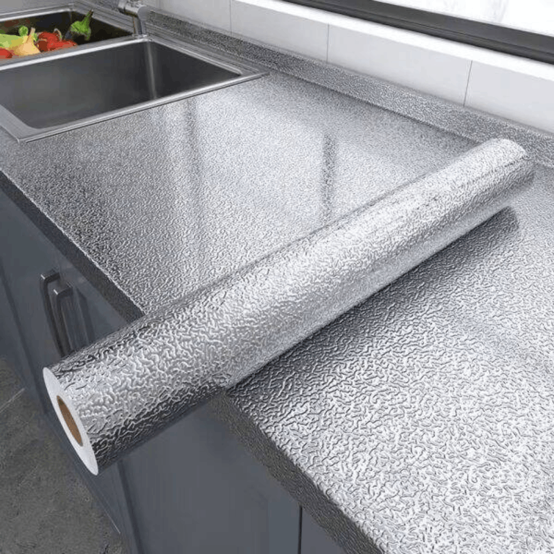 Papier peint  en  aluminium décoratif pour la cuisine  (Longueur 5 mètres, largeur 40 centimètres )